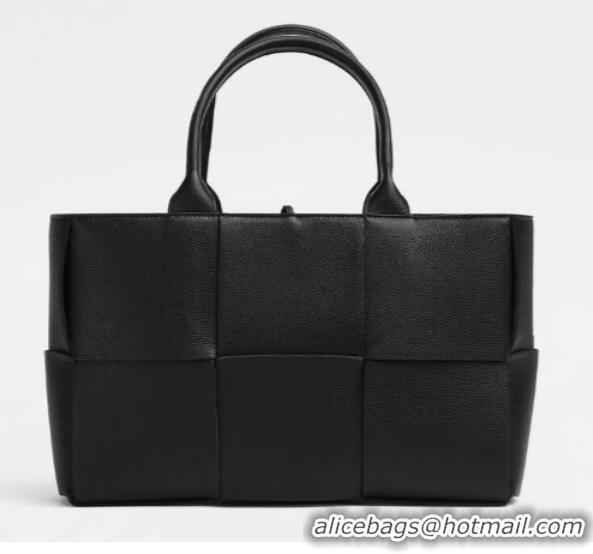 Promotional Bottega Veneta ARCO TOTE Small intrecciato grained leather tote bag 652867 black