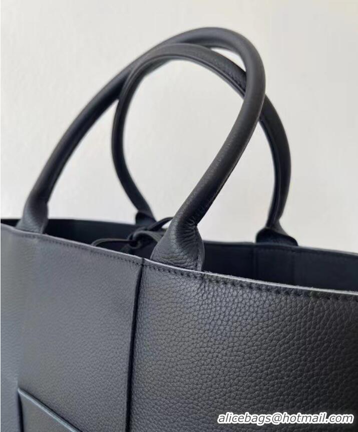 Promotional Bottega Veneta ARCO TOTE Small intrecciato grained leather tote bag 652867 black