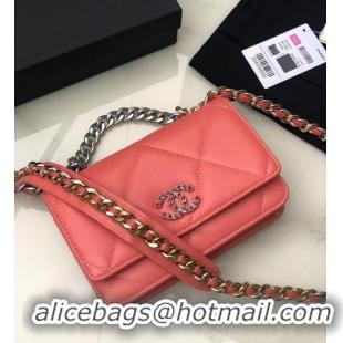 Super Quality Chanel 19 Classic Sheepskin Leather Chain Wallet AP0957 cherry blossoms