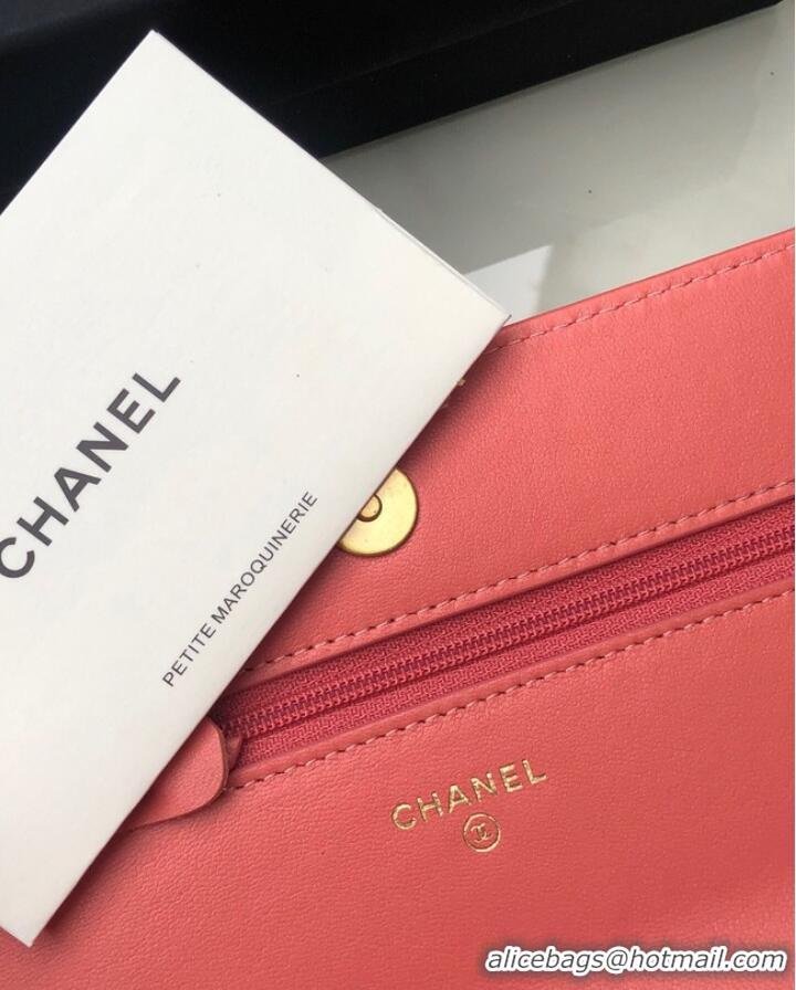 Super Quality Chanel 19 Classic Sheepskin Leather Chain Wallet AP0957 cherry blossoms