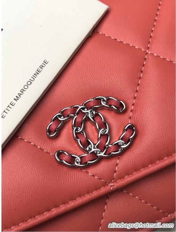 Super Quality Chanel 19 Classic Sheepskin Leather Chain Wallet AP0957 cherry blossoms