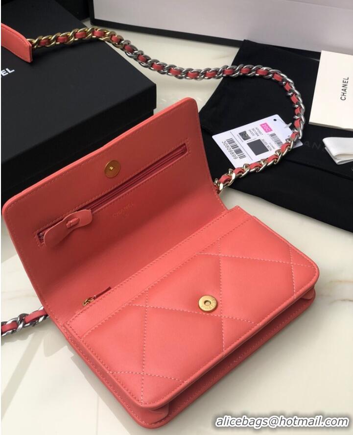 Super Quality Chanel 19 Classic Sheepskin Leather Chain Wallet AP0957 cherry blossoms