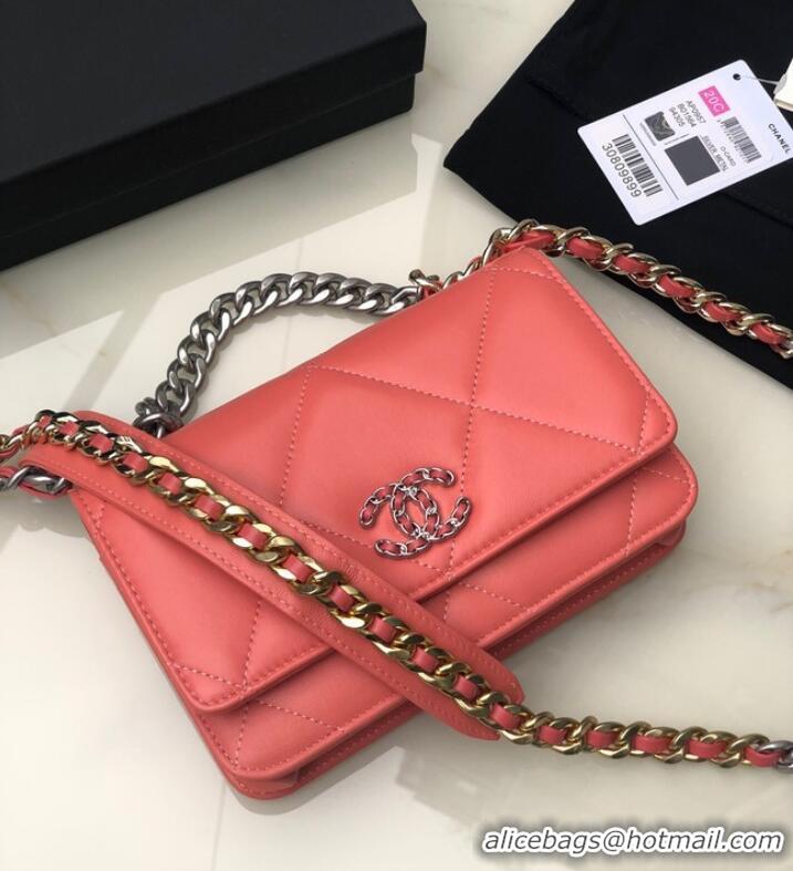 Super Quality Chanel 19 Classic Sheepskin Leather Chain Wallet AP0957 cherry blossoms