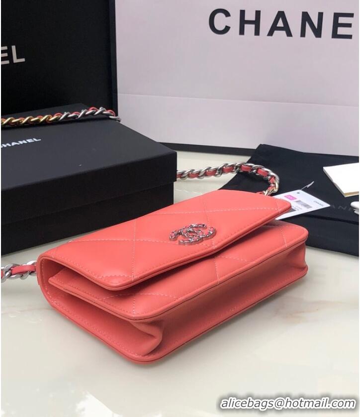 Super Quality Chanel 19 Classic Sheepskin Leather Chain Wallet AP0957 cherry blossoms