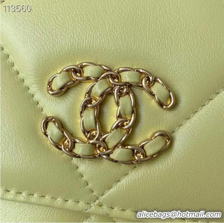 Well Crafted Chanel 19 Classic Sheepskin Leather Chain Wallet AP0957 LIGHT YELLOW