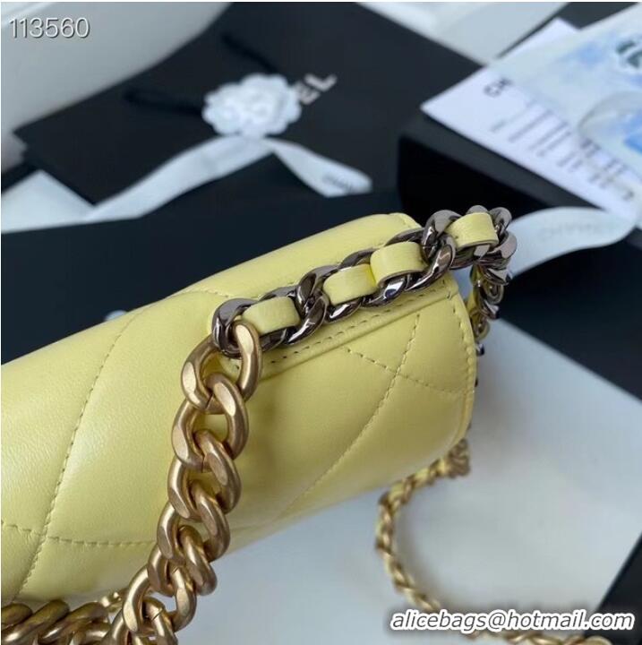 Well Crafted Chanel 19 Classic Sheepskin Leather Chain Wallet AP0957 LIGHT YELLOW