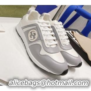 Low Price Gucci Calfskin Sneakers White/Grey 111619