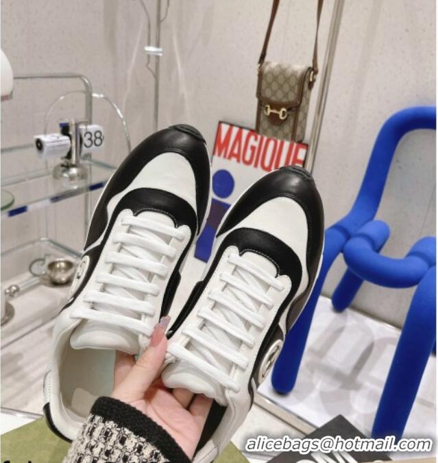 Top Design Gucci Calfskin Sneakers White/Black 111620