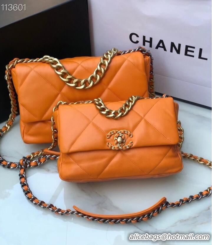 Top Grade CHANEL Lambskin 19 Flap Bag AS1161 orange