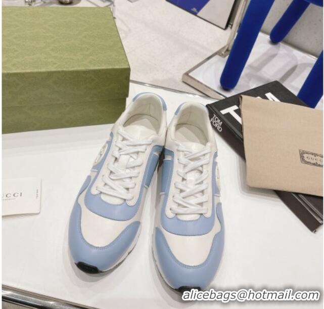 Discount Gucci Calfskin Sneakers White/Blue 111621