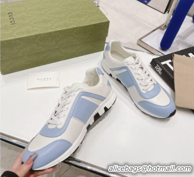 Discount Gucci Calfskin Sneakers White/Blue 111621