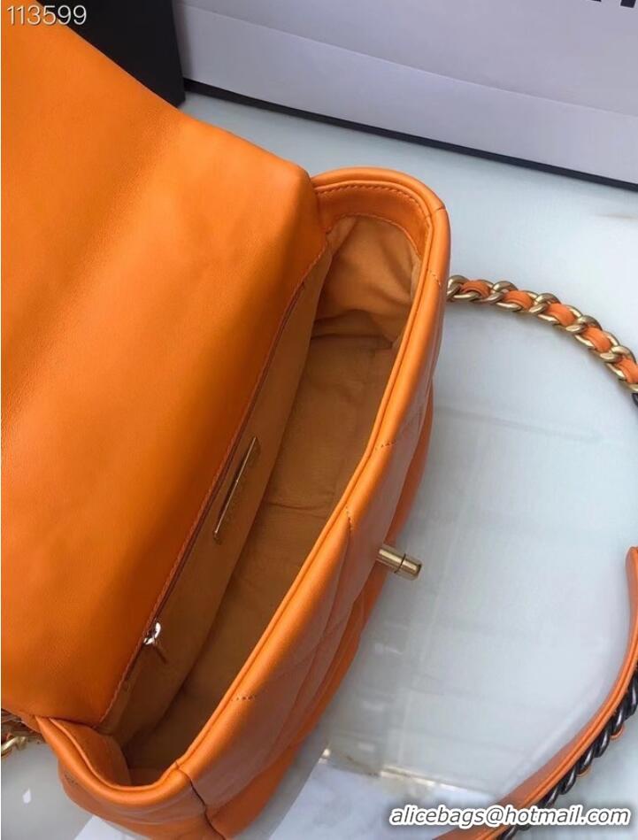 Buy Good Product CHANEL Lambskin 19 Flap Bag AS1160 orange