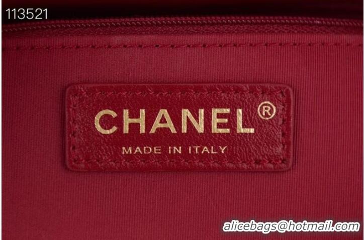 Original Cheap Chanel SMALL FLAP BAG Calfskin Imitation Pearls & Gold-Tone Metal AS3000 red