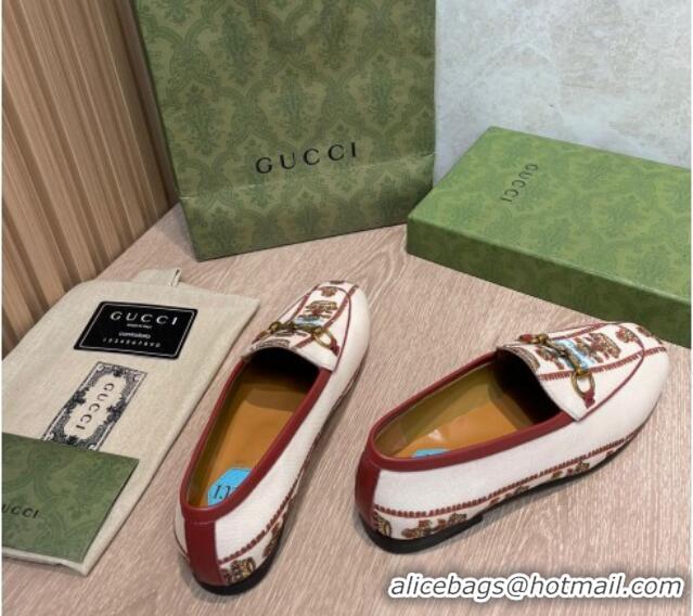 Stylish Gucci 100 Flower Jacquard Canvas Loafers White 111627