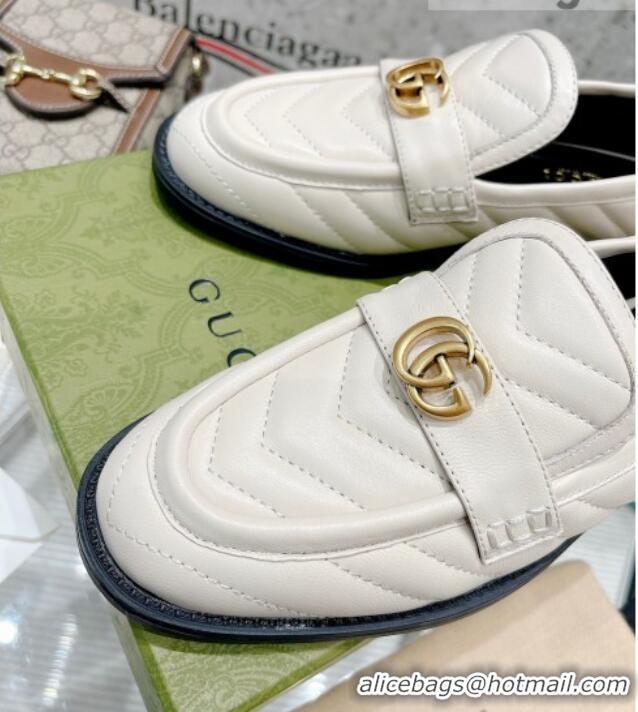 Fashion Gucci Leather Loafers with Double G White 670399