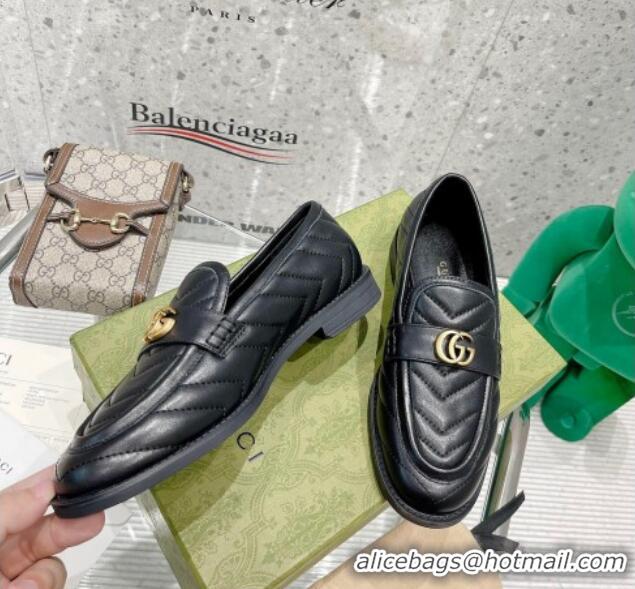 Sumptuous Gucci Leather Loafers with Double G Black 670399