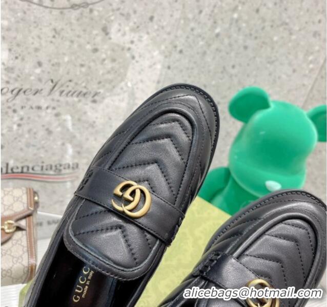 Sumptuous Gucci Leather Loafers with Double G Black 670399