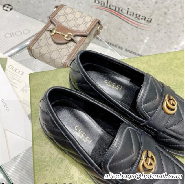 Sumptuous Gucci Leather Loafers with Double G Black 670399