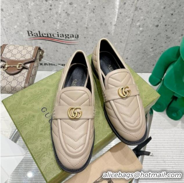 Popular Style Gucci Leather Loafers with Double G 670399 Beige