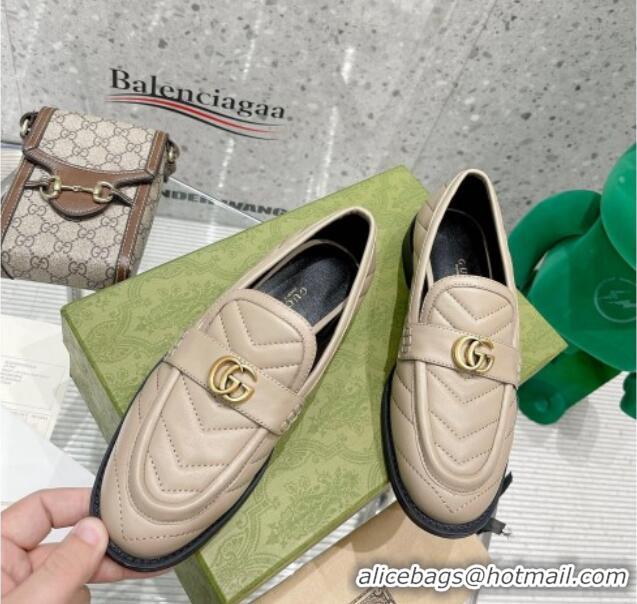 Popular Style Gucci Leather Loafers with Double G 670399 Beige