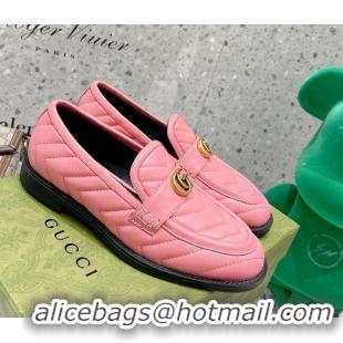 Promotional Gucci Leather Loafers with Double G 670399 Pink