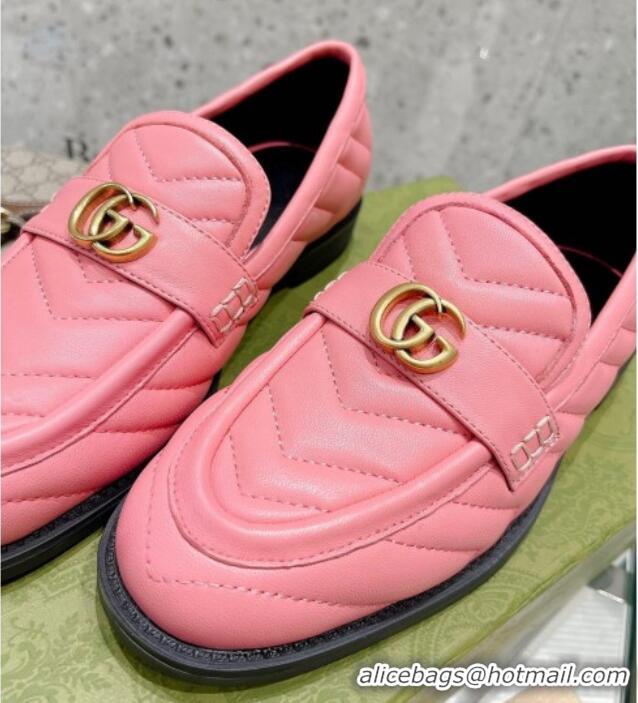 Promotional Gucci Leather Loafers with Double G 670399 Pink