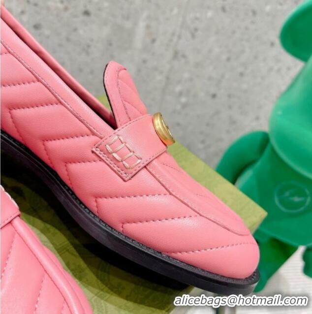 Promotional Gucci Leather Loafers with Double G 670399 Pink