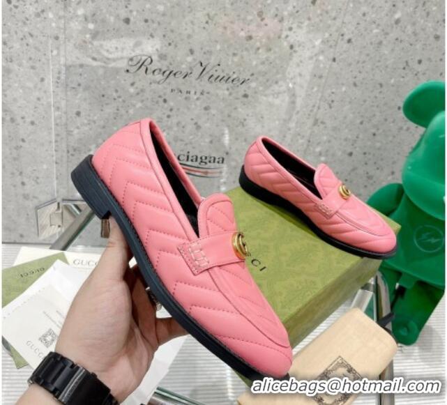 Promotional Gucci Leather Loafers with Double G 670399 Pink