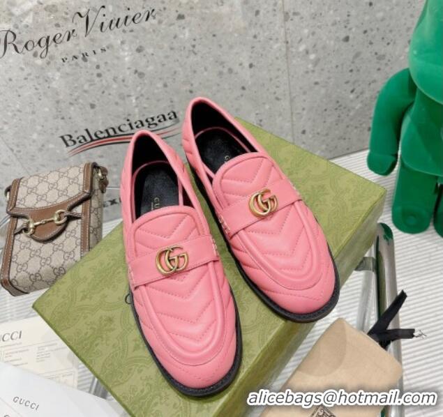 Promotional Gucci Leather Loafers with Double G 670399 Pink