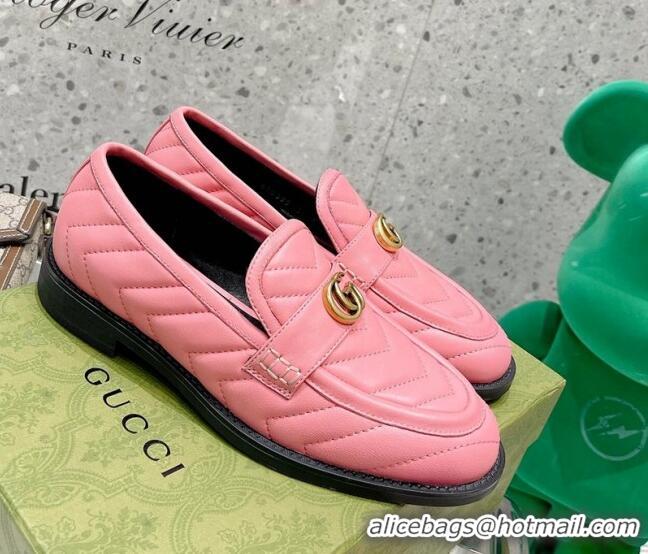 Promotional Gucci Leather Loafers with Double G 670399 Pink