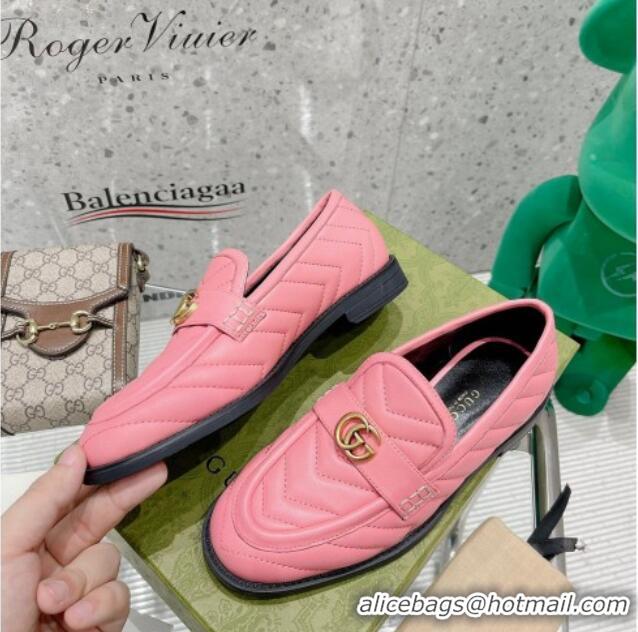 Promotional Gucci Leather Loafers with Double G 670399 Pink