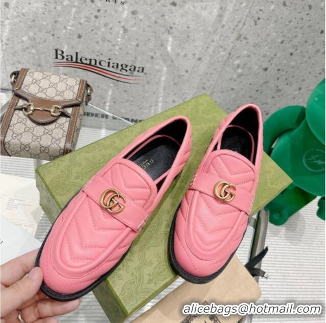 Promotional Gucci Leather Loafers with Double G 670399 Pink