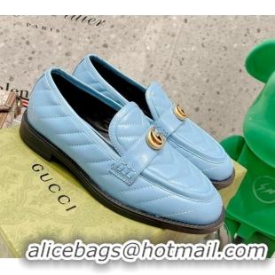 Good Looking Gucci Leather Loafers with Double G 670399 Blue