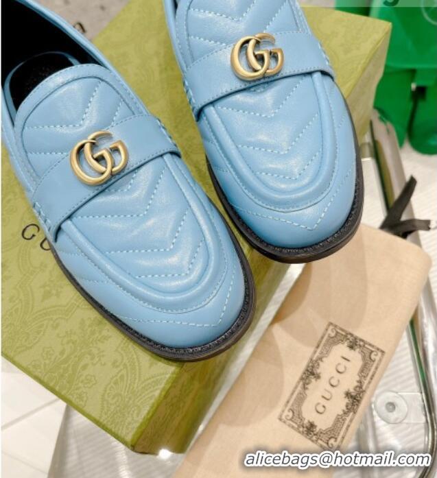 Good Looking Gucci Leather Loafers with Double G 670399 Blue