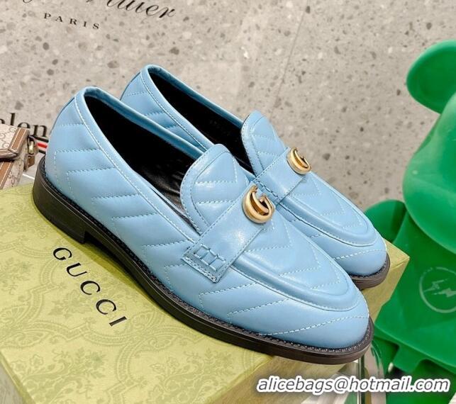 Good Looking Gucci Leather Loafers with Double G 670399 Blue