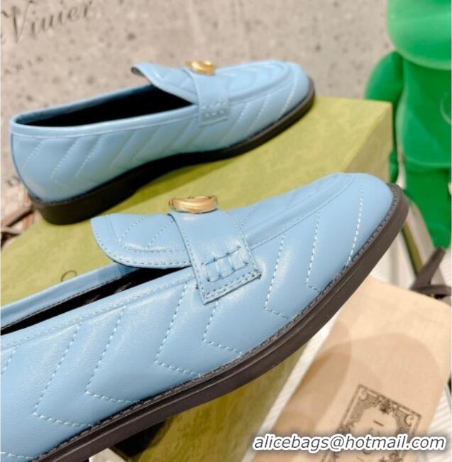 Good Looking Gucci Leather Loafers with Double G 670399 Blue