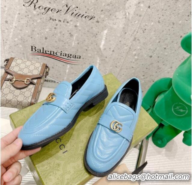 Good Looking Gucci Leather Loafers with Double G 670399 Blue