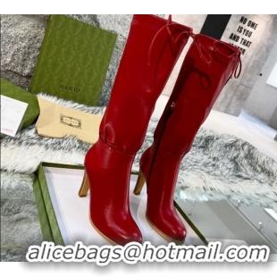 Top Quality Gucci Leather Lace-up High Boots 8.5cm Red 11644