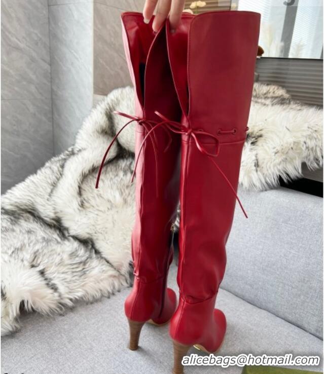 Super Quality Gucci Leather Lace-up High Boots 8.5cm 11648 Red