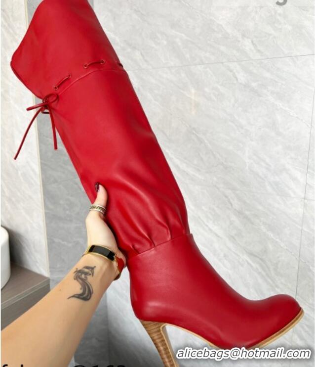 Super Quality Gucci Leather Lace-up High Boots 8.5cm 11648 Red