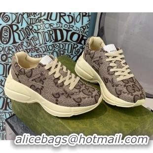 Purchase Gucci 100 Rhyton Maxi-GG Canvas Sneakers Beige 112320