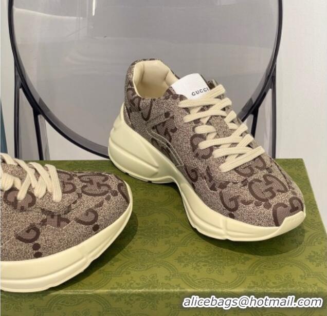 Purchase Gucci 100 Rhyton Maxi-GG Canvas Sneakers Beige 112320