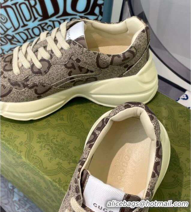 Purchase Gucci 100 Rhyton Maxi-GG Canvas Sneakers Beige 112320