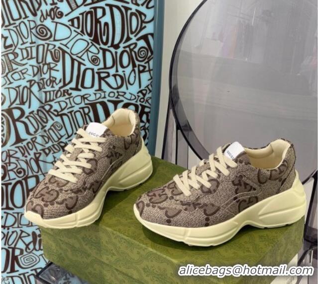 Purchase Gucci 100 Rhyton Maxi-GG Canvas Sneakers Beige 112320