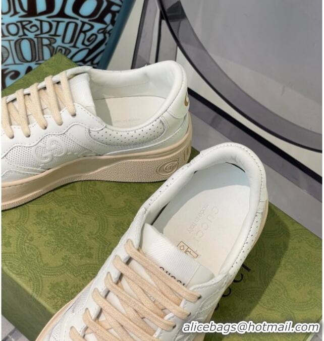 Best Product Gucci GG Embossed Leather Sneakers White 112323