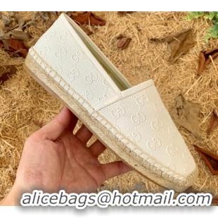 Best Grade Gucci GG Embossed Leather Espadrilles 112326 White