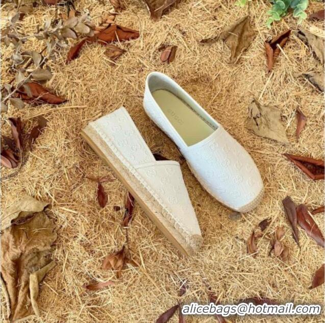 Best Grade Gucci GG Embossed Leather Espadrilles 112326 White