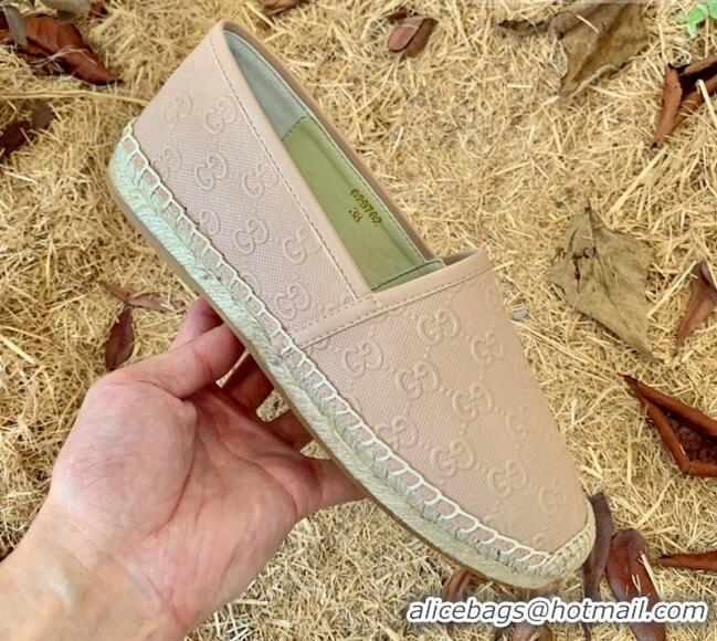 Top Grade Gucci GG Embossed Leather Espadrilles 112326 Pink