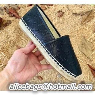 Good Quality Gucci GG Embossed Leather Espadrilles 112326 Black