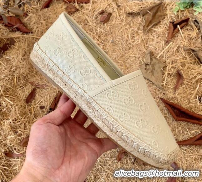 New Design Gucci GG Embossed Leather Espadrilles 112326 Beige